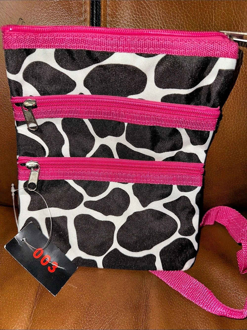 Animal Print Crossbody Bag in Pink & Black NWT